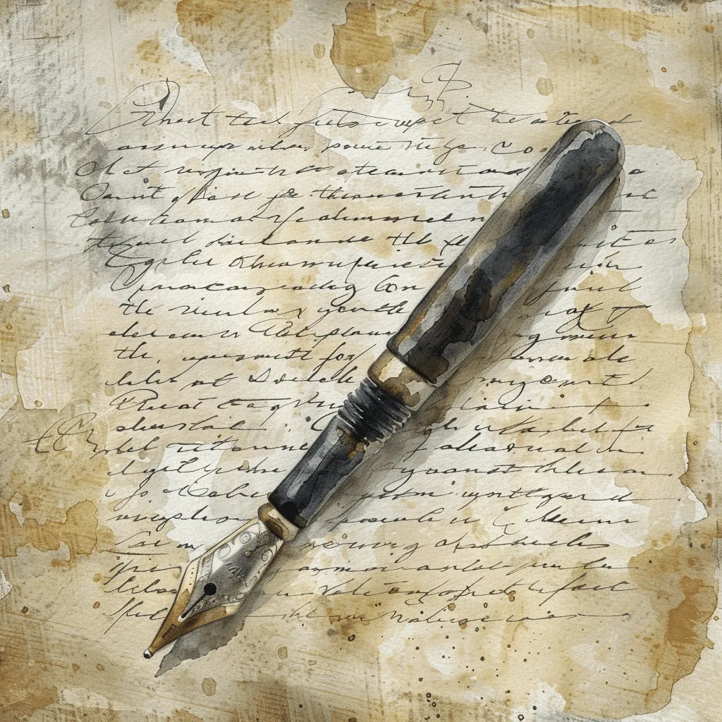 old calligraphy pen and paper